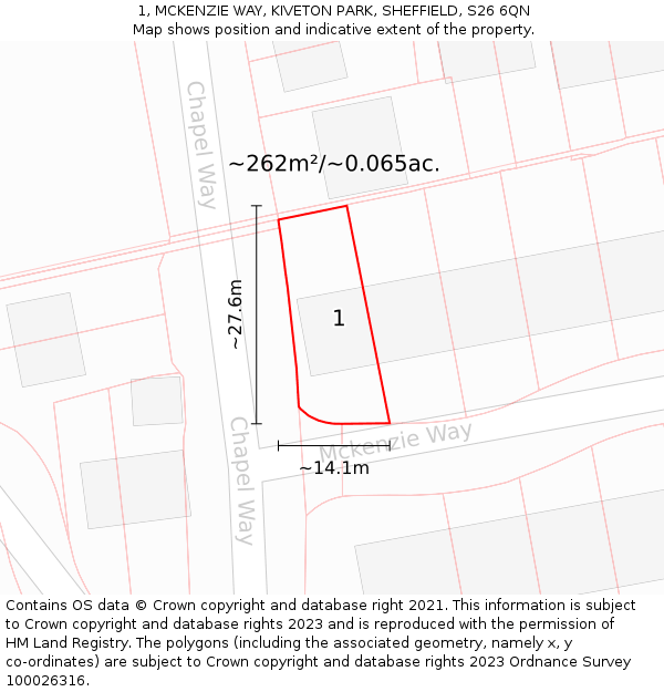 1, MCKENZIE WAY, KIVETON PARK, SHEFFIELD, S26 6QN: Plot and title map