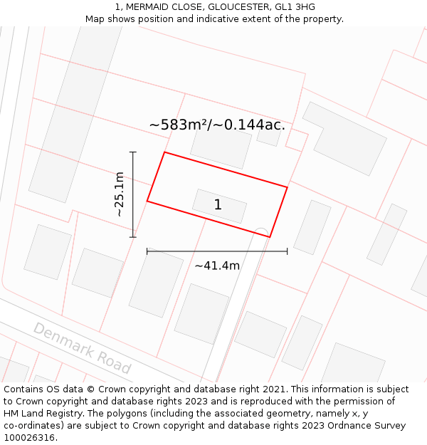 1, MERMAID CLOSE, GLOUCESTER, GL1 3HG: Plot and title map