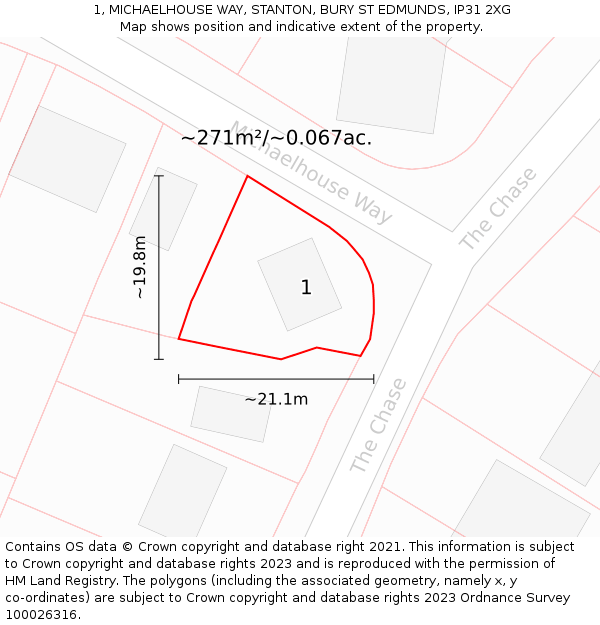 1, MICHAELHOUSE WAY, STANTON, BURY ST EDMUNDS, IP31 2XG: Plot and title map