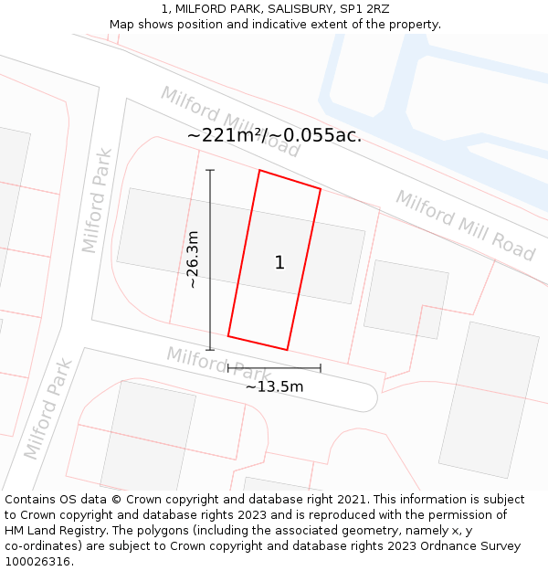 1, MILFORD PARK, SALISBURY, SP1 2RZ: Plot and title map