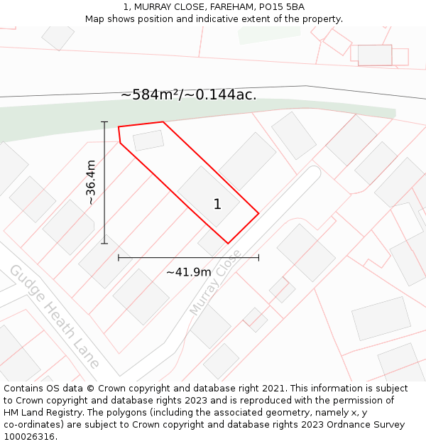 1, MURRAY CLOSE, FAREHAM, PO15 5BA: Plot and title map