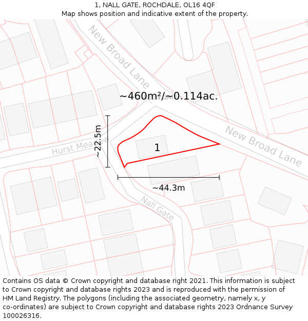 1, NALL GATE, ROCHDALE, OL16 4QF: Plot and title map