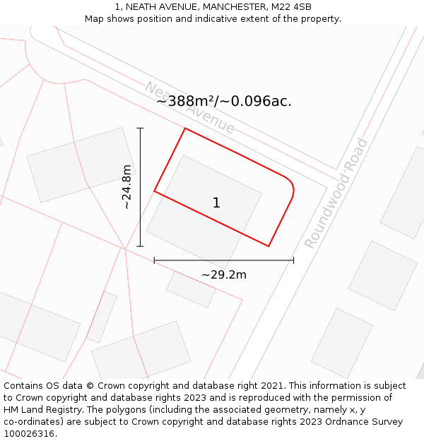 1, NEATH AVENUE, MANCHESTER, M22 4SB: Plot and title map