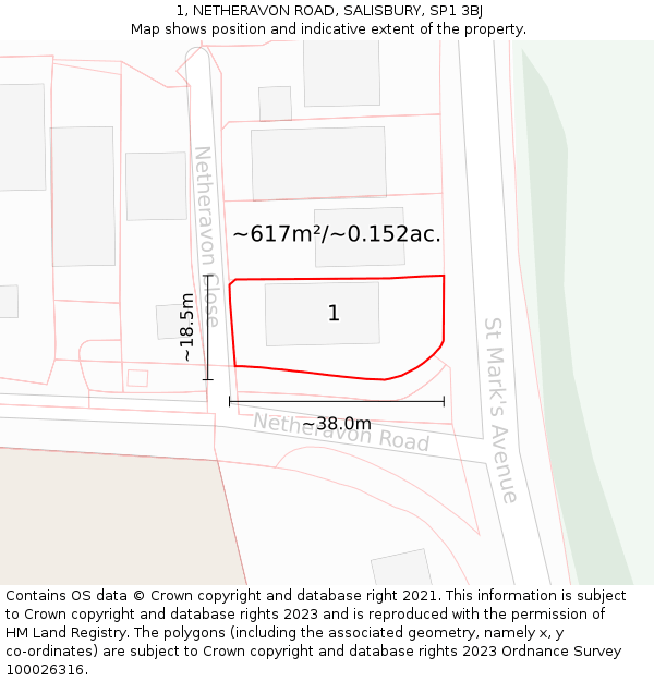 1, NETHERAVON ROAD, SALISBURY, SP1 3BJ: Plot and title map