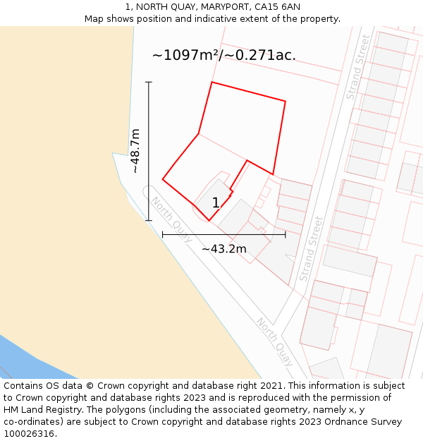 1, NORTH QUAY, MARYPORT, CA15 6AN: Plot and title map