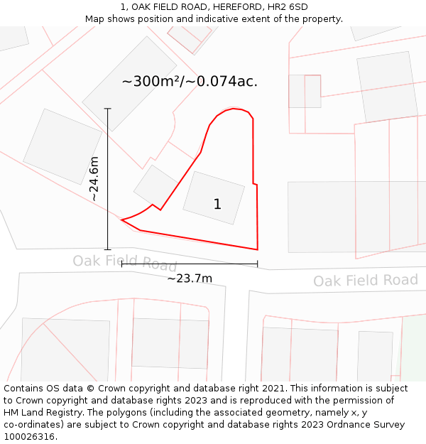 1, OAK FIELD ROAD, HEREFORD, HR2 6SD: Plot and title map