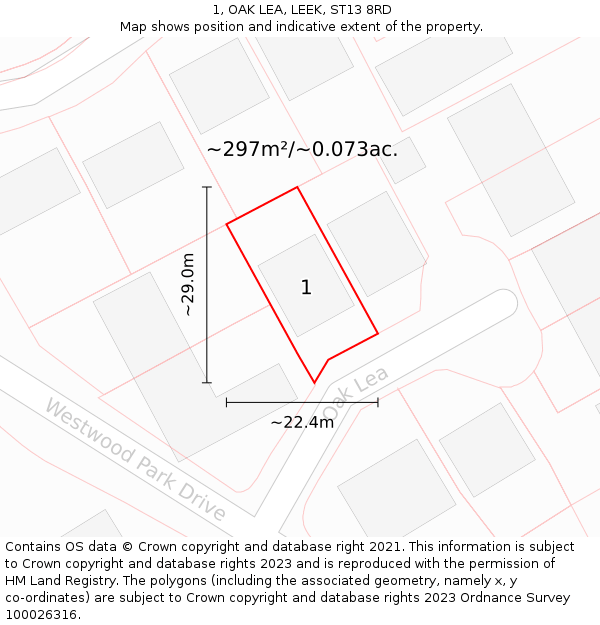 1, OAK LEA, LEEK, ST13 8RD: Plot and title map