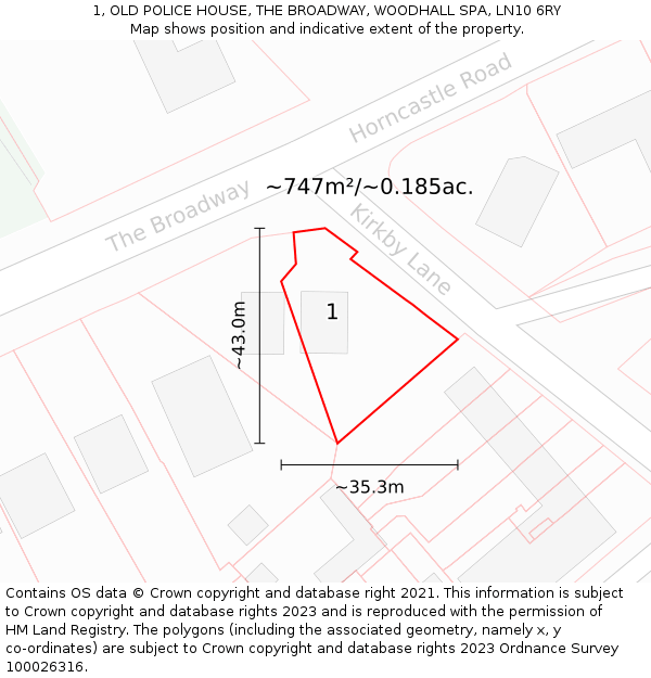 1, OLD POLICE HOUSE, THE BROADWAY, WOODHALL SPA, LN10 6RY: Plot and title map