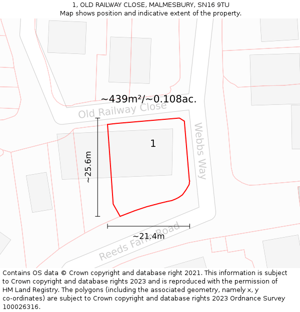 1, OLD RAILWAY CLOSE, MALMESBURY, SN16 9TU: Plot and title map