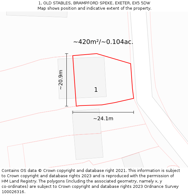 1, OLD STABLES, BRAMPFORD SPEKE, EXETER, EX5 5DW: Plot and title map