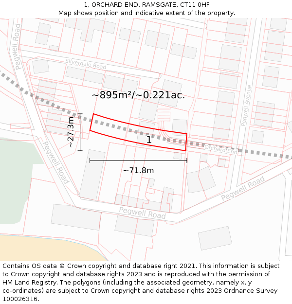 1, ORCHARD END, RAMSGATE, CT11 0HF: Plot and title map