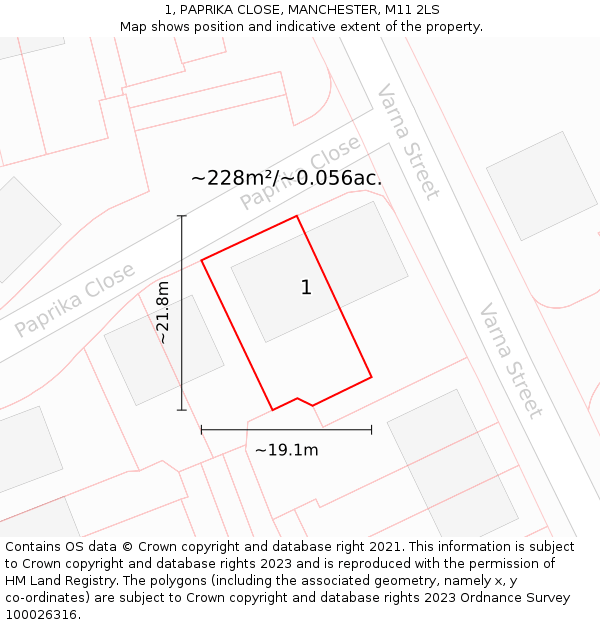 1, PAPRIKA CLOSE, MANCHESTER, M11 2LS: Plot and title map