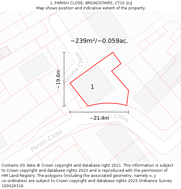 1, PARISH CLOSE, BROADSTAIRS, CT10 2UJ: Plot and title map