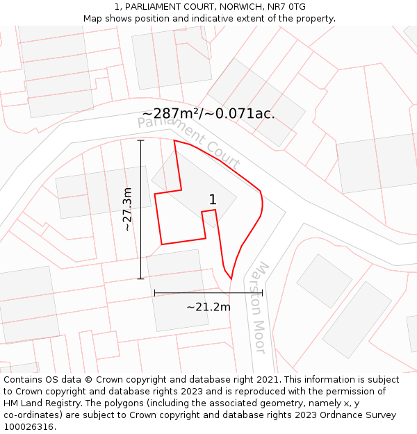 1, PARLIAMENT COURT, NORWICH, NR7 0TG: Plot and title map