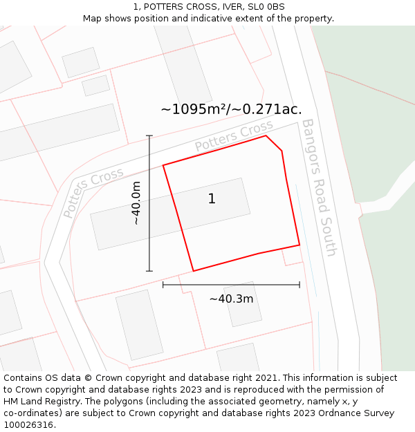 1, POTTERS CROSS, IVER, SL0 0BS: Plot and title map