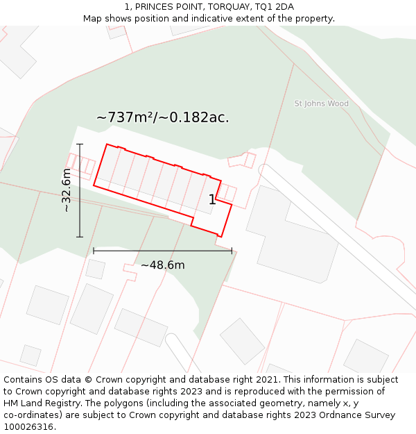 1, PRINCES POINT, TORQUAY, TQ1 2DA: Plot and title map