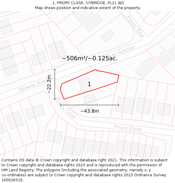 1, PRIORY CLOSE, IVYBRIDGE, PL21 9JG: Plot and title map