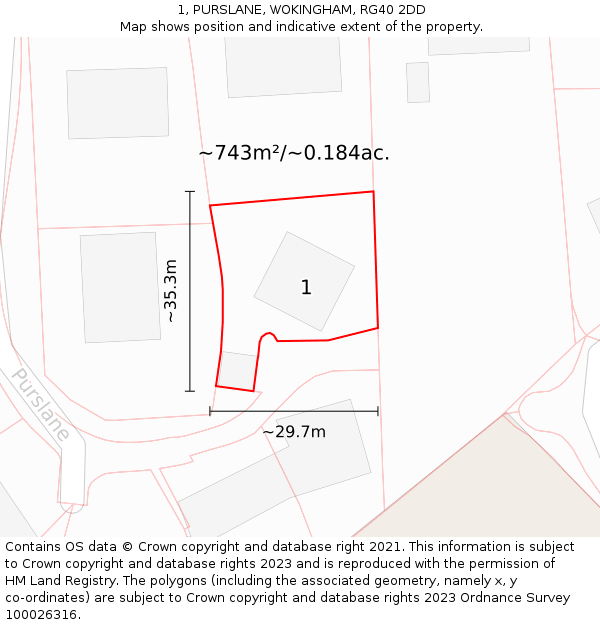 1, PURSLANE, WOKINGHAM, RG40 2DD: Plot and title map