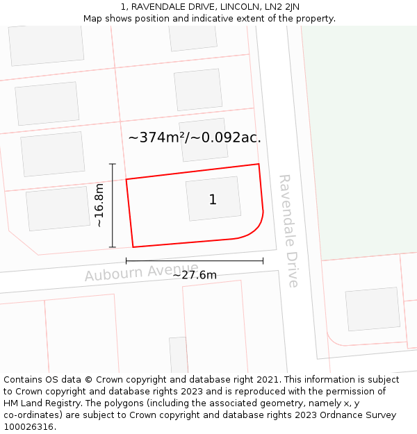 1, RAVENDALE DRIVE, LINCOLN, LN2 2JN: Plot and title map