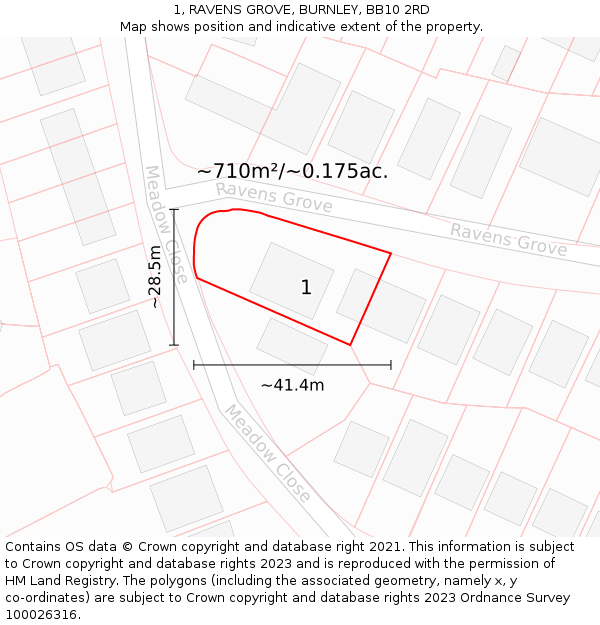 1, RAVENS GROVE, BURNLEY, BB10 2RD: Plot and title map