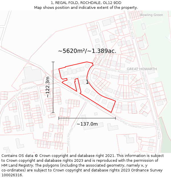 1, REGAL FOLD, ROCHDALE, OL12 9DD: Plot and title map