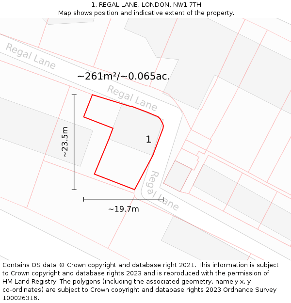 1, REGAL LANE, LONDON, NW1 7TH: Plot and title map