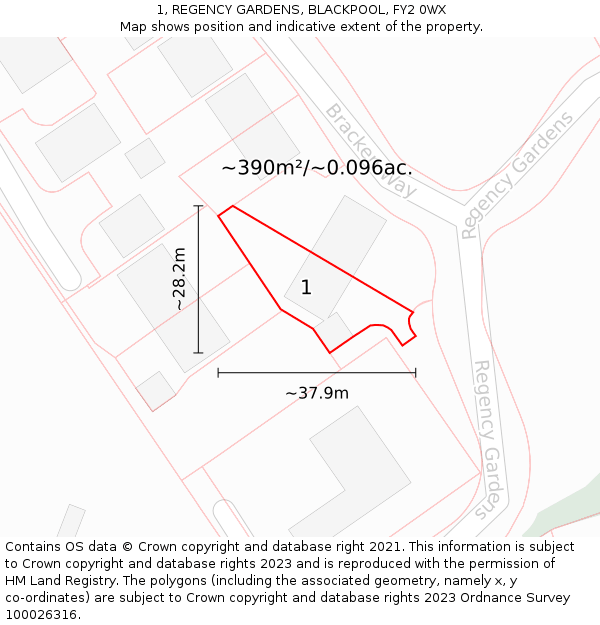 1, REGENCY GARDENS, BLACKPOOL, FY2 0WX: Plot and title map