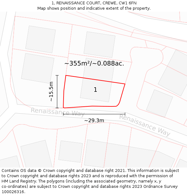 1, RENAISSANCE COURT, CREWE, CW1 6FN: Plot and title map