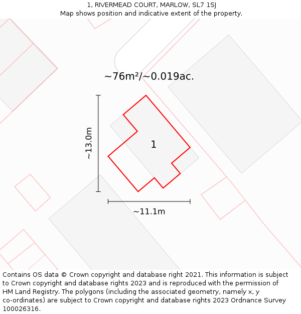 1, RIVERMEAD COURT, MARLOW, SL7 1SJ: Plot and title map