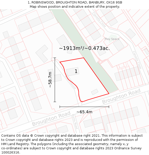 1, ROBINSWOOD, BROUGHTON ROAD, BANBURY, OX16 9SB: Plot and title map