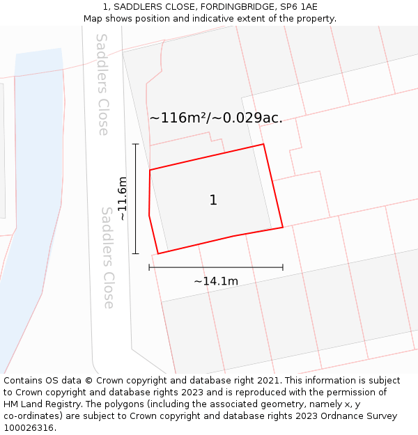 1, SADDLERS CLOSE, FORDINGBRIDGE, SP6 1AE: Plot and title map
