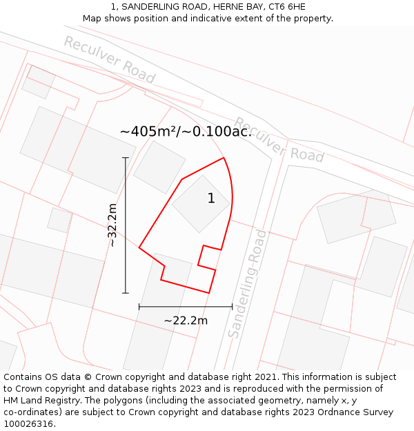 1, SANDERLING ROAD, HERNE BAY, CT6 6HE: Plot and title map