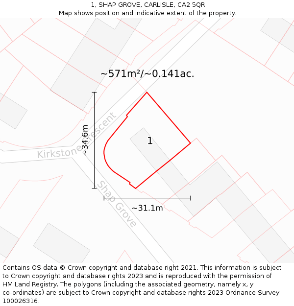 1, SHAP GROVE, CARLISLE, CA2 5QR: Plot and title map