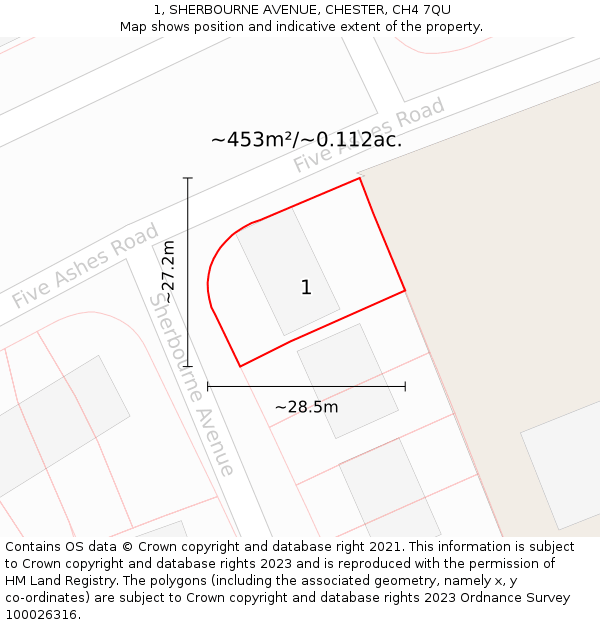 1, SHERBOURNE AVENUE, CHESTER, CH4 7QU: Plot and title map