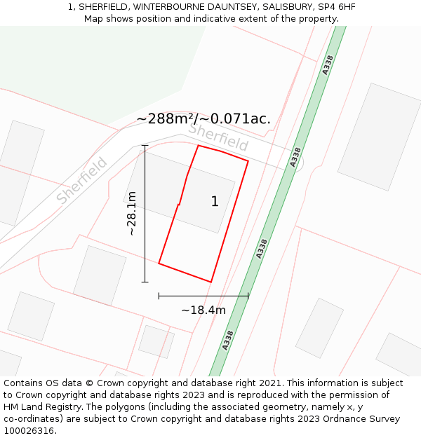 1, SHERFIELD, WINTERBOURNE DAUNTSEY, SALISBURY, SP4 6HF: Plot and title map