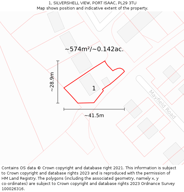 1, SILVERSHELL VIEW, PORT ISAAC, PL29 3TU: Plot and title map