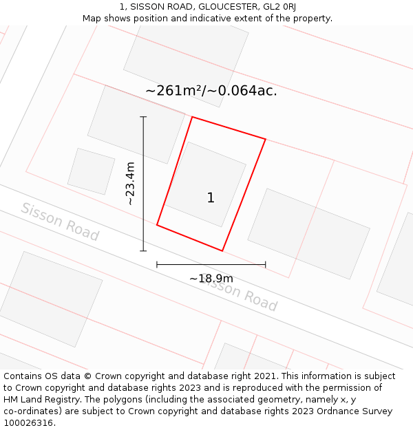 1, SISSON ROAD, GLOUCESTER, GL2 0RJ: Plot and title map