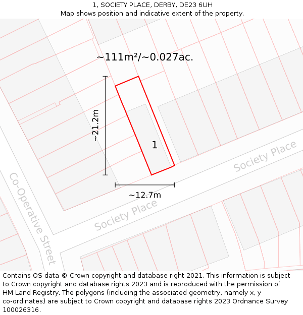 1, SOCIETY PLACE, DERBY, DE23 6UH: Plot and title map