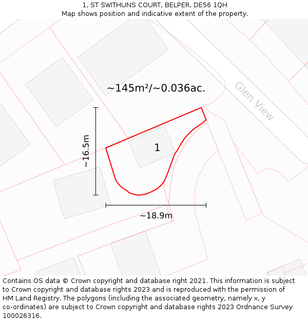 1, ST SWITHUNS COURT, BELPER, DE56 1QH: Plot and title map