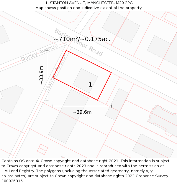 1, STANTON AVENUE, MANCHESTER, M20 2PG: Plot and title map