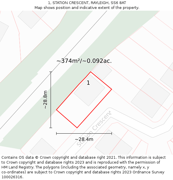 1, STATION CRESCENT, RAYLEIGH, SS6 8AT: Plot and title map