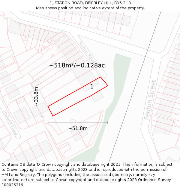 1, STATION ROAD, BRIERLEY HILL, DY5 3HR: Plot and title map