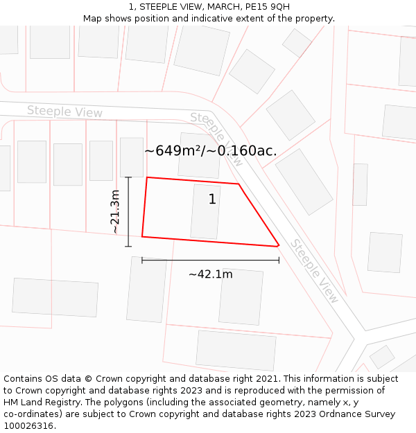 1, STEEPLE VIEW, MARCH, PE15 9QH: Plot and title map