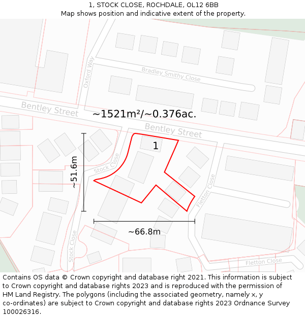 1, STOCK CLOSE, ROCHDALE, OL12 6BB: Plot and title map