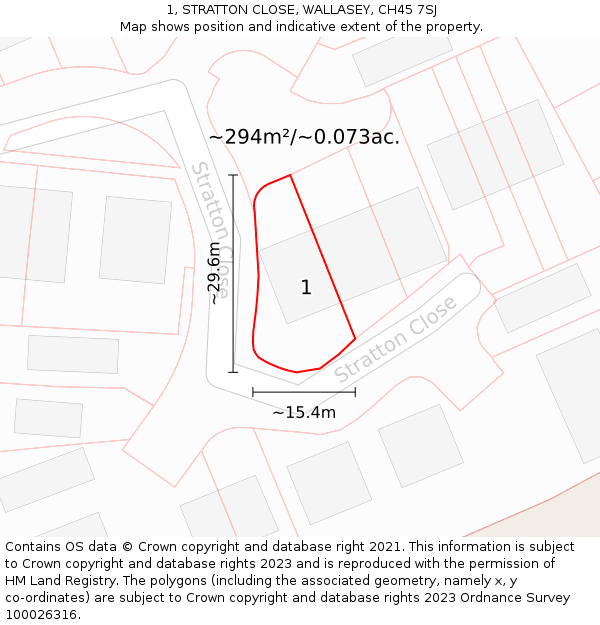 1, STRATTON CLOSE, WALLASEY, CH45 7SJ: Plot and title map