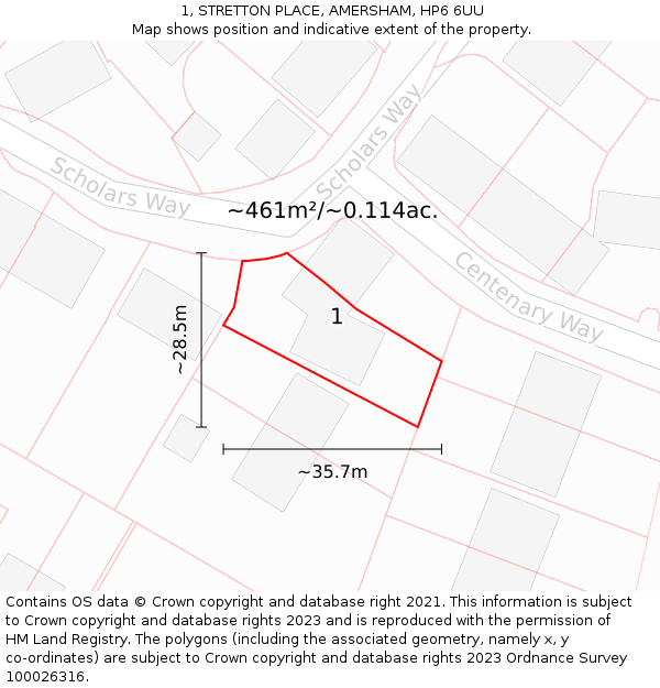 1, STRETTON PLACE, AMERSHAM, HP6 6UU: Plot and title map