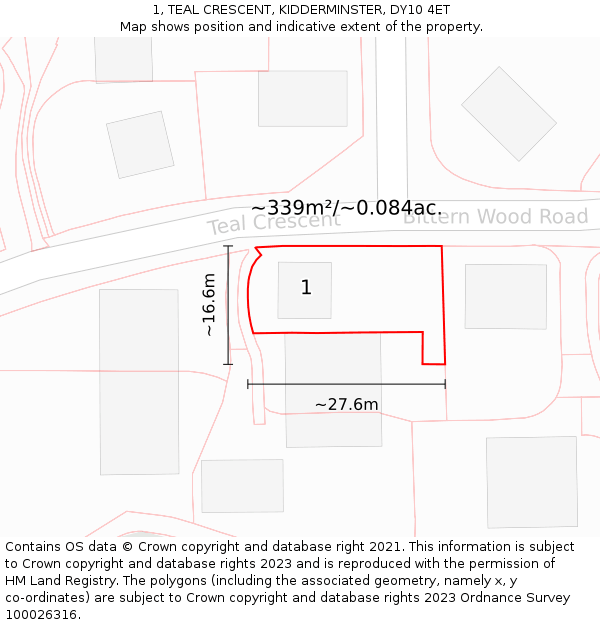 1, TEAL CRESCENT, KIDDERMINSTER, DY10 4ET: Plot and title map