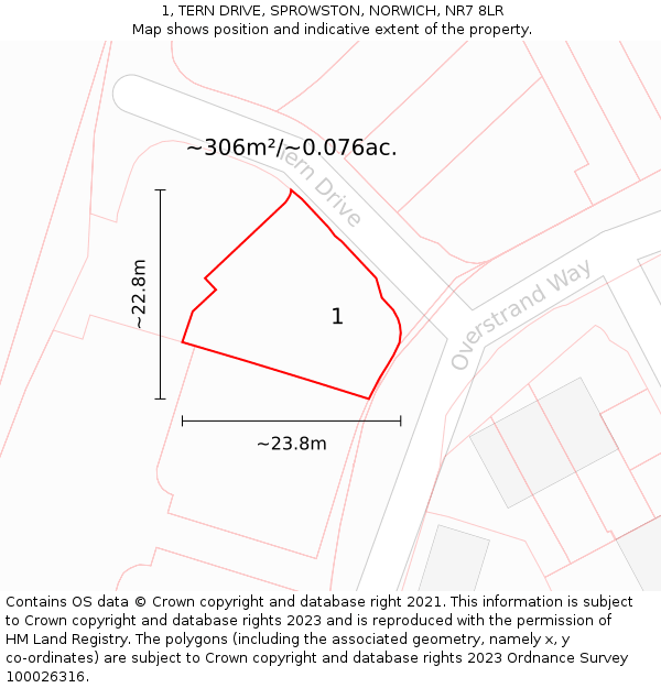 1, TERN DRIVE, SPROWSTON, NORWICH, NR7 8LR: Plot and title map
