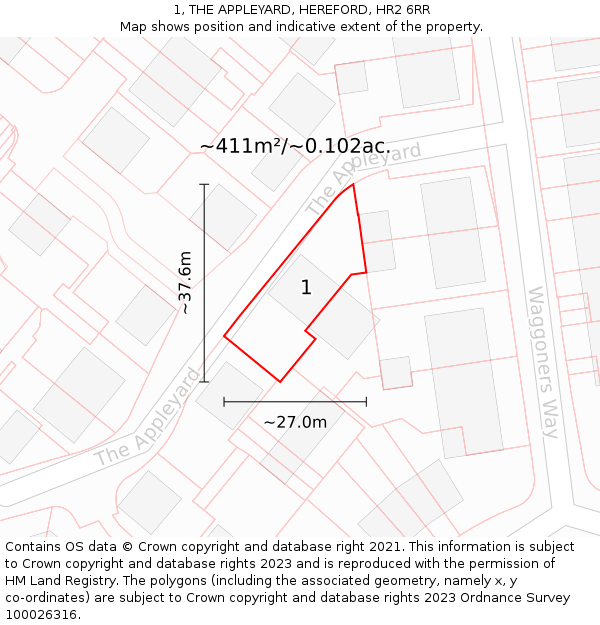 1, THE APPLEYARD, HEREFORD, HR2 6RR: Plot and title map