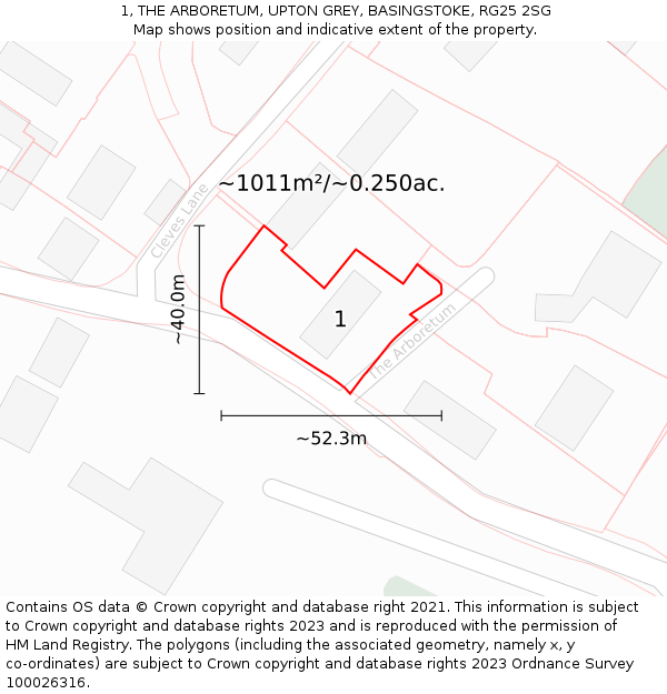 1, THE ARBORETUM, UPTON GREY, BASINGSTOKE, RG25 2SG: Plot and title map